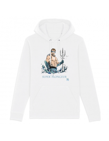 Sweat à capuche plongée Homme : Super Plongeur sur le site 