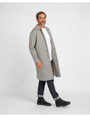 Manteau long à petits carreaux en coton bio pas chere