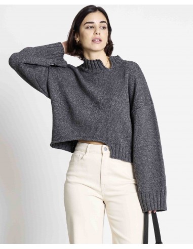 Pull col roulé asymétrique en laine mérinos et coton bio Les êtres humains sont 