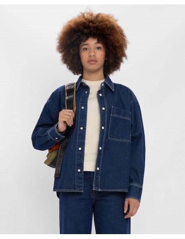 Chemise en denim bio à surpiqûres prix